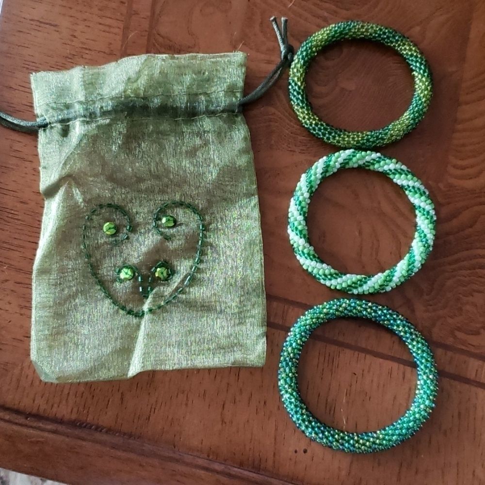 BRACELETS Hand Crafted crochet,  set of 3